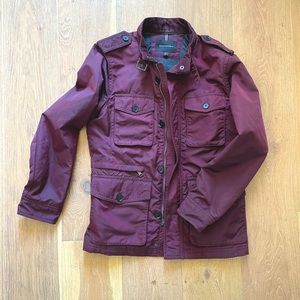 Banana Republic Mens Maroon Plum Utility Military Quilted Jacket sz S